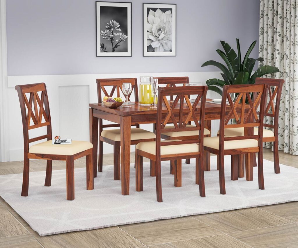 Wooden Dining Table 6 Seater Furniture Online In India, Wood Dining Table 6 Seater Design, Simple 6 Seater Dining Table Design, Sale 6 Seater Dining Table Furniture